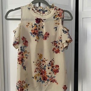 Off the shoulder floral print blouse